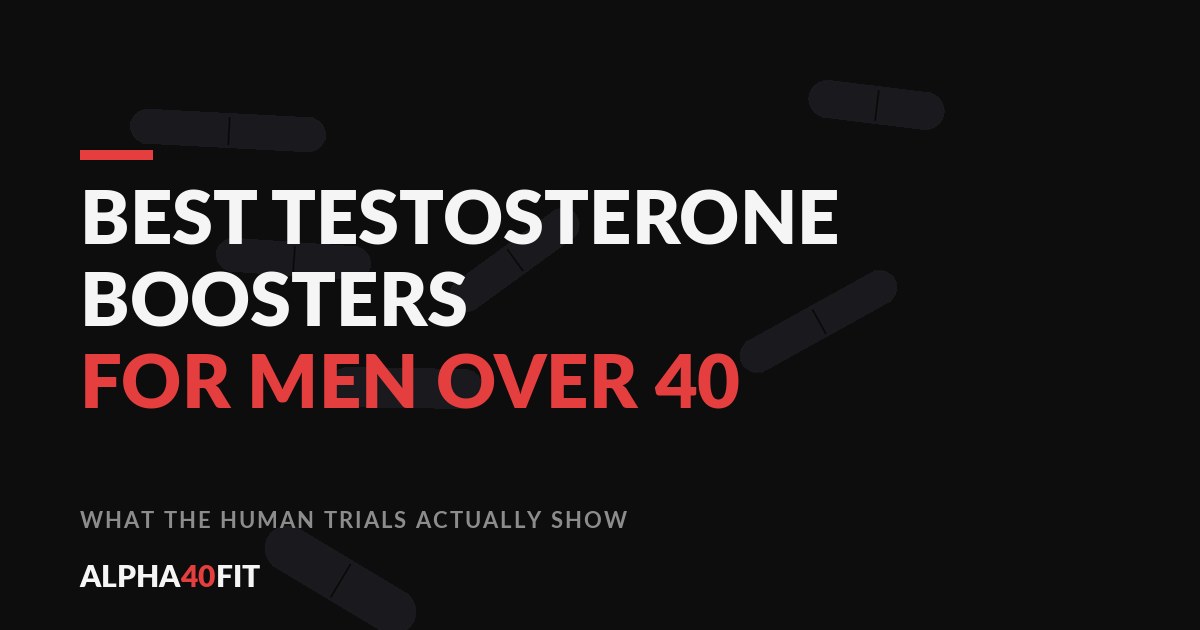 Testosterone booster supplement capsules for men over 40 on a dark surface