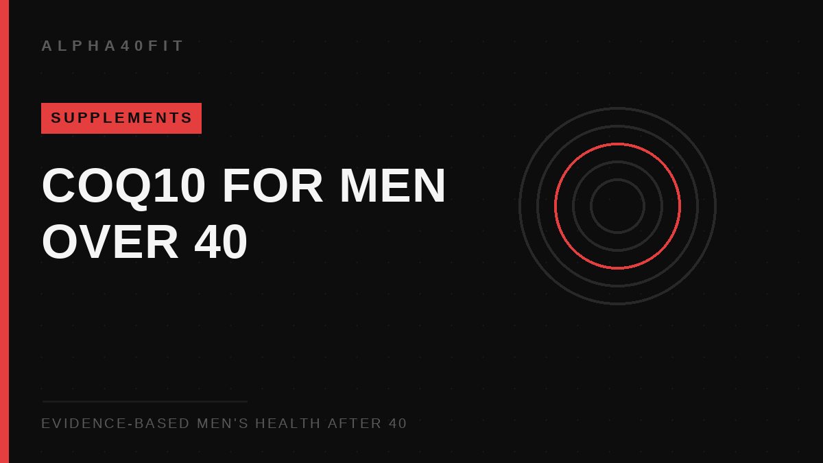 CoQ10 supplement softgels next to a glass of water — coenzyme Q10 for men over 40