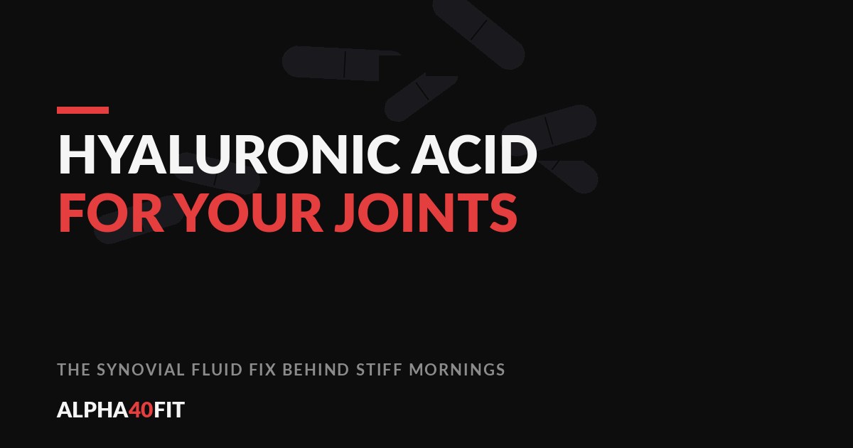 Hyaluronic acid capsules and a diagram of a lubricated joint on a dark surface