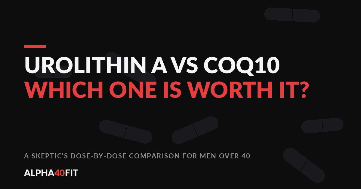Urolithin A and CoQ10 supplement capsules on a dark surface — which mitochondrial supplement is worth it